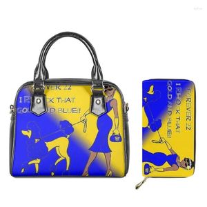 Sacs à bandoulière Twoheartsgirl Sigma Gamma Rho Imprimer Femmes Sac Léger Messenger Diagonal Sac PU Lady 2Pcs / Set Top-Poignée Bandoulière