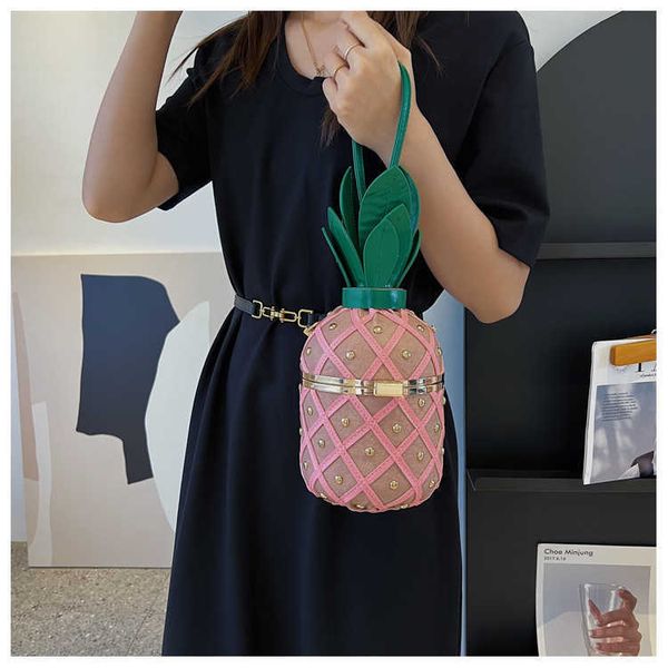 Sacs à bandoulière Sac à bandoulière unique au design de niche pour femmes Sacs printemps/été Nouveau seau d'ananas portable haut de gamme et polyvalent