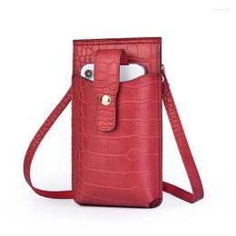 Sacs à bandoulière universel en cuir sac de téléphone portable porte-monnaie porte-étui portable portefeuille Crocodile Grain bandoulière pour les femmes