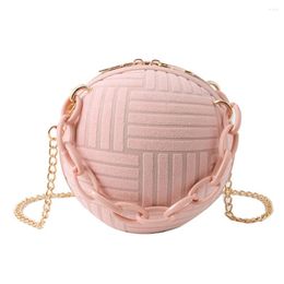 Schoudertassen fluweel crossbody persoonlijkheid dikke ketting dames tas ronde mode casual draagbare elegante solide kleur voor tienersmeisjes