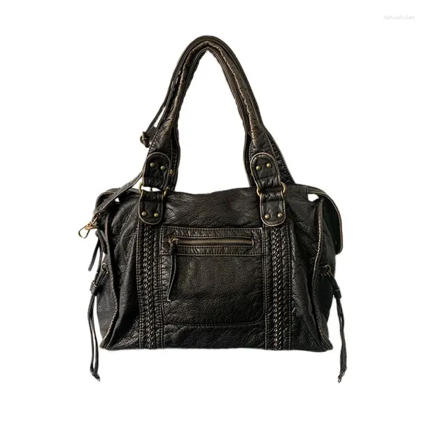 Bolsos de hombro Bolso de motociclista vintage Bolso de gran capacidad para mujer Bronce 2024 Explosión Bolsos de diseñador de lujo de alta calidad