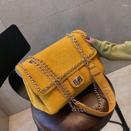 Sacs à bandoulière Vintage classique à carreaux pour femmes, fourre-tout de qualité en cuir mat, sac à main de styliste avec chaîne de verrouillage, messager, 2023