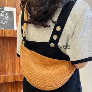 Schoudertassen Vintage Corduroy Designer Satchel Japanse Effen Kleur Dames Kleine Tas Mode Knoedel Reizen Eenvoudige Crossbodyblieberryeyes