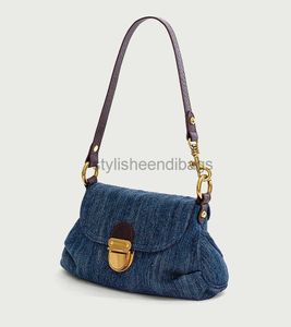 Schoudertassen Vintage Denim Schoudertas Vrouwen Vouw Lock Crossbody Tas Toevallige Onderarm Handtas 2023 Nieuwe Messenger Bagstylisheendibag