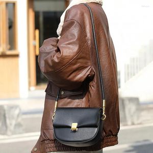 Sacs à bandouliers vintage Internet célébrité mode Twist Lock semi-cercle Messenger en cuir souple décontracté pour femmes