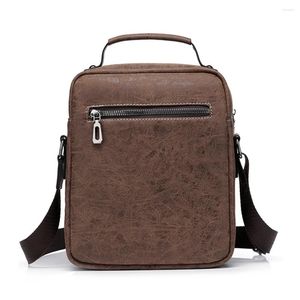 Schoudertassen vintage mannen pu lederen vaste kleur crossbody elegante vrouwelijke reis boodschapper tas casual mannelijke kleine handtassen portemonnees porties