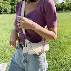 Sacs à bandouliers Vintage Small Nylon Chain Crossbody Sac Femmes Designer Sport Messenger Femelle Femelle Sac à main