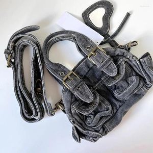 Sacs à bandoulière Vintage Y2k pour femmes, Mini sacs à main en Denim lavé, décontracté, Streetwear Moto Biker, plusieurs poches