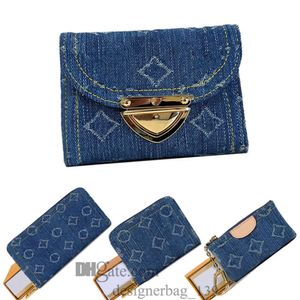 Bolsas de hombro billeteras bolsas de mezclilla diseñadora de lujo billetera para mujer soporte para tarjetas azules azules de vaquero cerrador monedero monedas de monedera de alta calidad pasaporte de pasaporte de damas