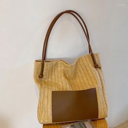 Bolsos de hombro tejido bolso de gran capacidad de verano bolso de paja de playa y bolso bohemio para mujeres damas viajes