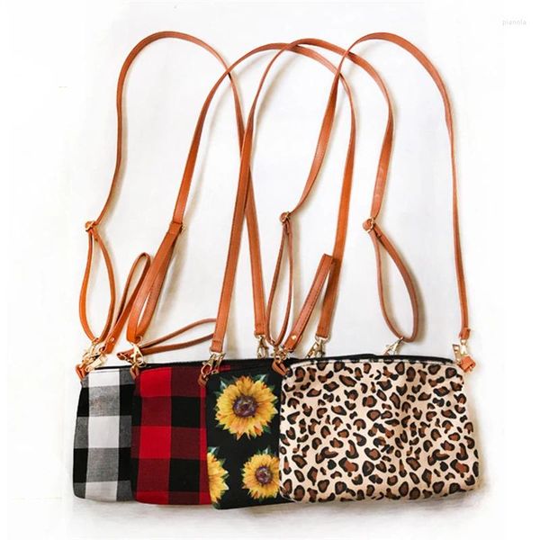 Sacs à bandouliers wasouou Red Plaid Sunflower Leopard Print Messen Messager Fashion Lady Femmes de sac à main à une épaule