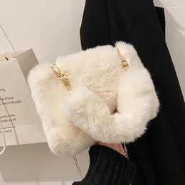 Sacs à bandoulière hiver marque doux chaud fausse fourrure blanc sacs à main femmes couleur bonbon fourre-tout concepteur de luxe messager décontracté sac seau