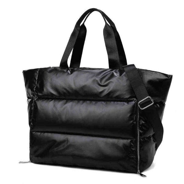 Sacs à bandoulière hiver grande capacité sac fourre-tout pour femmes imperméable en Nylon espace Pad coton plume vers le bas grand femme sacs à main 1213