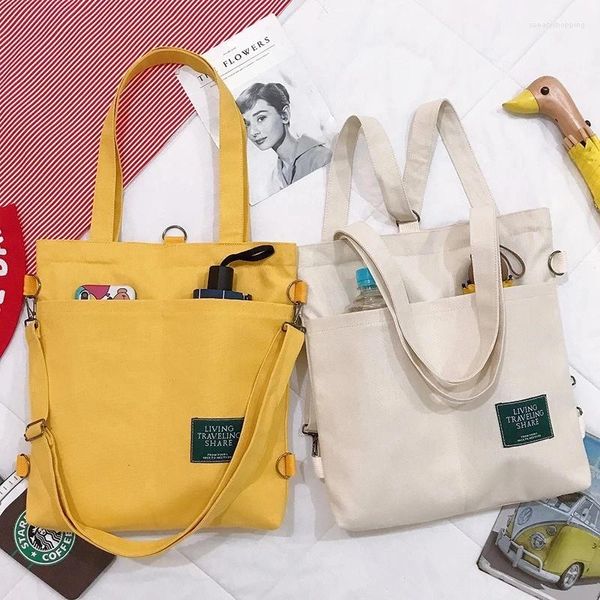 Bolsos de hombro para mujer, versión coreana, un bolso de lona, moda, literatura y arte, mochila para estudiantes universitarios, Tutorial de clase