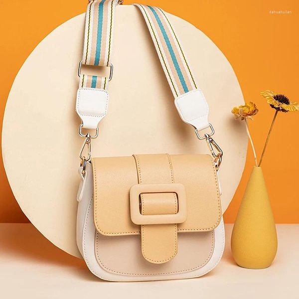 Bolsos de hombro Bolsas de mujeres Fashion Messenger Contraste Colla de color de alta calidad Crossbody de cuero PUS PARTEES PEQUEÑAS