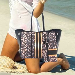 Bolsos de hombro Bolso de mujer Bolso Bolsos de diseño con estampado de leopardo Bolso de playa portátil negro para viajes de ocio Tote para mujer 240311