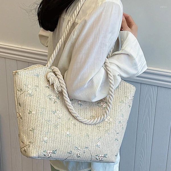 Sacs à bandoulières Femme Sac Lace Woven Lady Korea Japan Small Fresh Fashion Handbag Book Flower Casual Big Big Totes