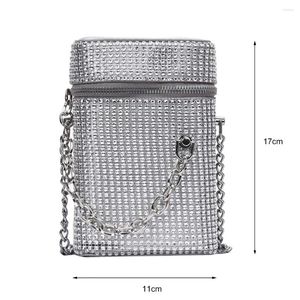 Sacs à bandouliers Femmes Sac à godet Chaîne de strass Sparkle Bling Satchel Diamond Crossbody Purse Dathe