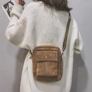 Schoudertassen vrouwen canvas flap tas preppy stijl student messenger kleine corduroy casual satchel reisbeurs handtas