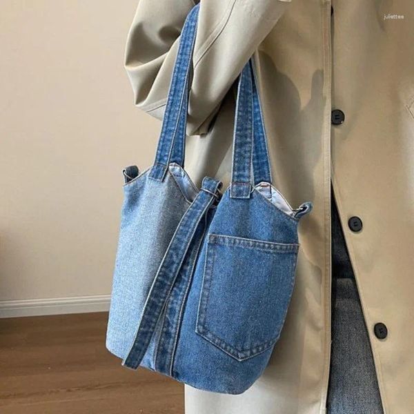 Sacs à bandoulière en toile pour femmes, petit messager coréen en Denim pour étudiantes, sac à bandoulière à la mode pour filles, seau en tissu 2024