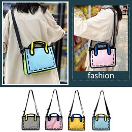 Schoudertassen Dames Casual Tas 2D Crossbody Nieuwigheid Zomer Contrastkleuren Mode Verstelbare bandjes 3D Tekening Tote