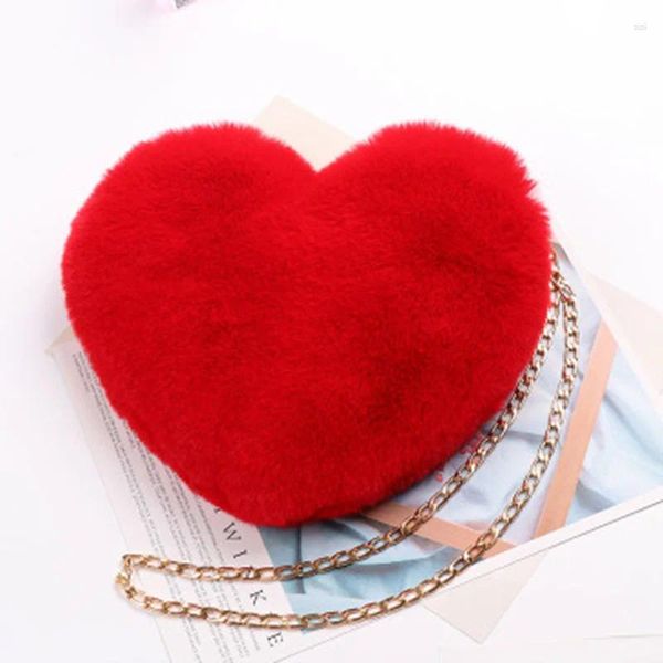 Sacs à bandoulins Chaîne de sacs de sac crossbody love coeur peluche pour téléphone mobile clés de l'argent beauté fashion pochette sac pochette un principal