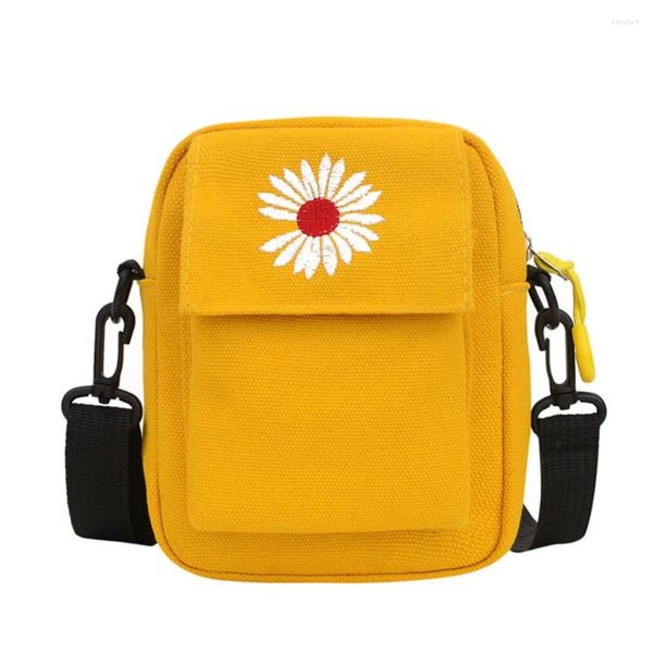 Bolsas de hombro Mujeres Daisy Mini Bag Summer Casual Casual Tote Outdoor Canvas Bold Spiter Messenger Monedera Purso Teléfono