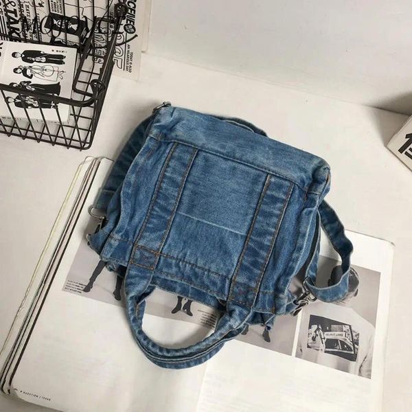 Bolsos de hombro Mujeres Denim Bolso de maniobra Topio casual Jean Jean Bolso de mano suave Color sólido Fashion Purse Purse Zipper para estudiante