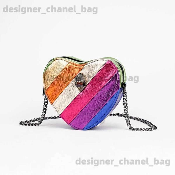 Bolsos de hombro Mujeres Águila Corazón Arco iris Bolsas PU Cadenas de cuero Pequeño bolso cruzado Diseñadores de lujo Reino Unido Pequeño bolso de embrague Diamante Mini bolso T240123