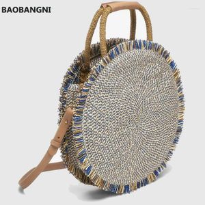 Sacs à bandouliers Fashion Fashion Boho Woven Handbag Tote Summer plage décontracté ratan paille en osier Circle Rétro
