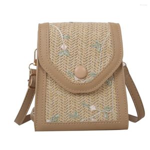 Schoudertassen vrouwen mode dames tas eenvoudige bloemen stro satchel lichtgewicht messenger ademende voor zomer strand vakantie