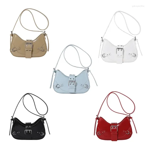 Bolsas de hombro Moda Fashion Moon Single Bag Pu Cuero Cuero Lady Lady Casual All-Match Color sólido Crossbody Daily