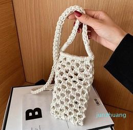 Sacs à bandoulière pour femmes, petit sac à bandoulière de couleur unie, ajouré tissé au Crochet, sac à main tressé léger