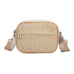 Schoudertassen Vrouwen Vrouwelijke Koppeling Effen Kleur Stro Satchel Mode Meisje Hoogwaardige Grote Tas Casual Rits Voor Zomervakantie