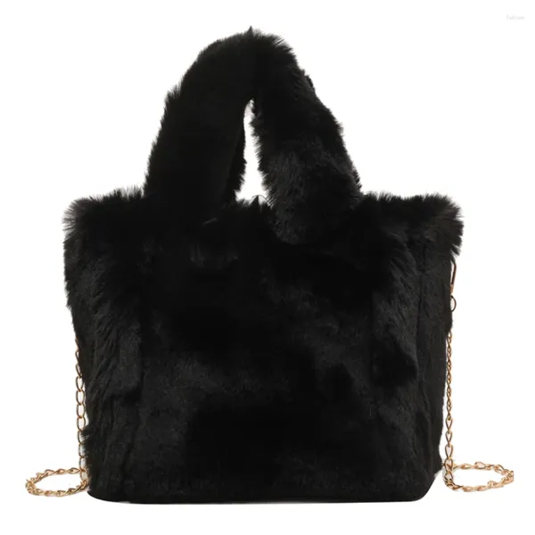 Bolsos de hombro para mujer, bolso peludo de moda, bolso con asa superior, cadena versátil, bolso informal para Otoño e Invierno para niña