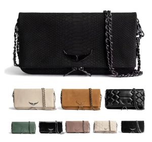 Bolsos de hombro Mujer Pochette de cuero genuino Alas de roca Zadigs Voltaire Bolsos Tote de alta calidad Diseñador de diamantes Baguette Monedero de cuero Bolsos de embrague carteras