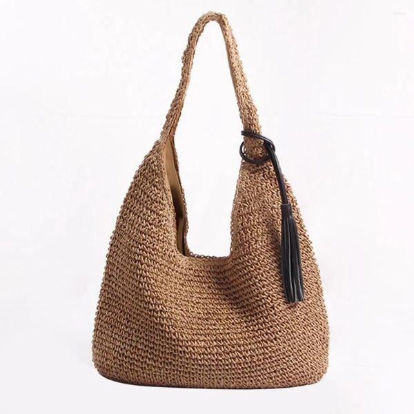 Sacs à bandoulière tissés à la main pour femmes, sac à main avec glands, Crochet de plage, tissage de grande capacité, sac de voyage pour dames, sac quotidien d'été