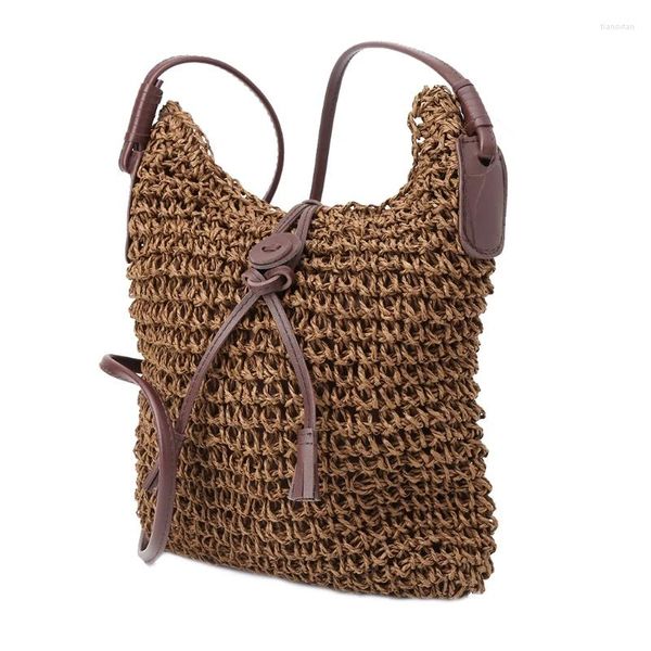 Bolsos de hombro Bolso de mujer Bolso de paja Tejido Tote Monedero Lady Beach Hobo Crossbody G5AE