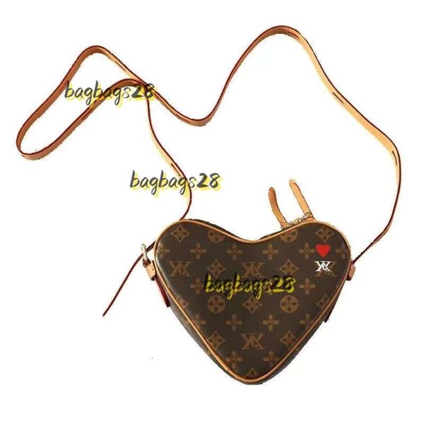 Sacs à bandoulière Femmes Sac à main Sacs à bandoulière Sac de créateur Amour Dames Sac à bandoulière Mode Sac en forme de coeur Marron Fleur Sacs à main de luxe Portefeuille en cuir Sacs à main 2024