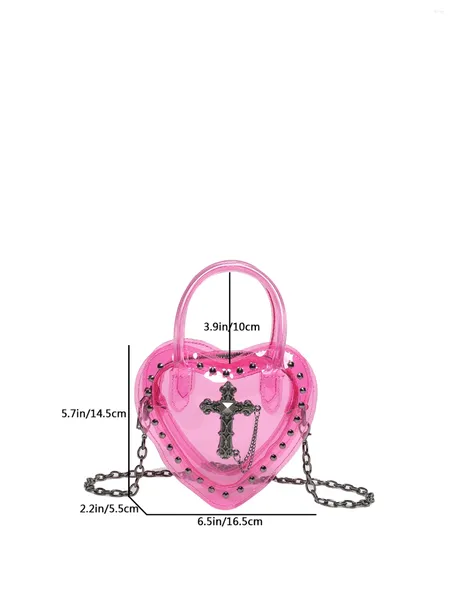 Bolsas de hombro Heart Heart PVC Bag 2024 Spring Summer Stadium aprobado Clear Crossbody Punk Girls Concerts Teléfono