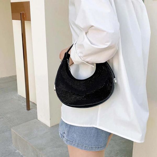 Bolsas de hombro Mujeres Hobo Bolso Rhinestone Bling Bag Crescent Bag Diamond Axila Purse Cristal Clutch Wedding Wedding