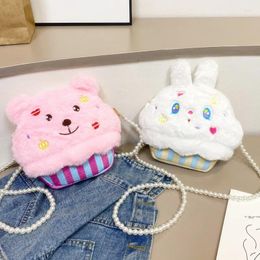 Bolsas de hombro Mujeres Kawaii Crossbody For Girl Gift Cake Bear Small Storage Pouch Bag Pearl Messenger Fur