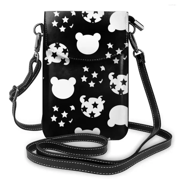 Bolsos de hombro para mujer, bandolera de cuero, Mini bandolera con estampado de oso bonito, bolso para teléfono a la moda, bolsa para chicas, bolsos de mensajero