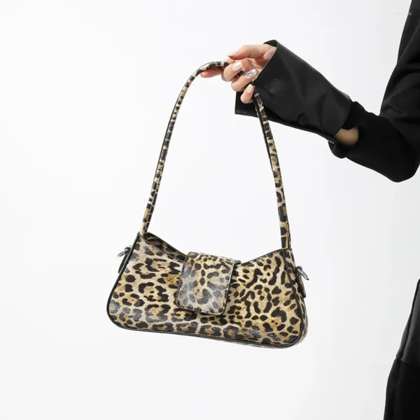 Bolsos de hombro para mujeres estampado de leopardo PU de cuero en axila