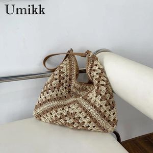 Bolsos de hombro para mujeres bolsas de almacenamiento de malla extra de tejido de paja de paja