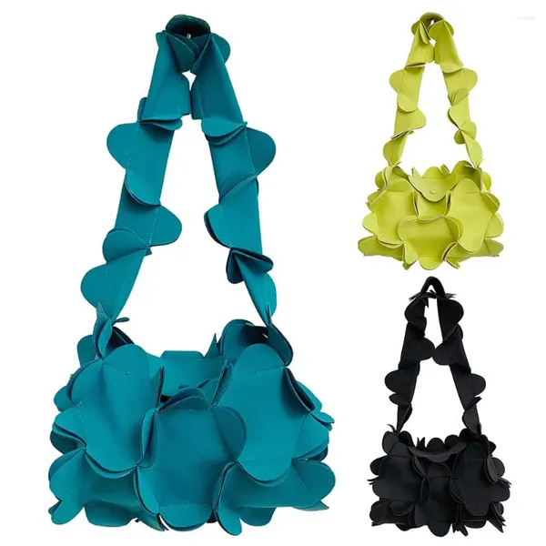 Sacs à bandouliers Femmes Messager Sac Bow Knot Fashion Hands Sacs 3d Fleur Pu Leather Couleur solide Color Tempérament exquis d'anniversaire Exquis