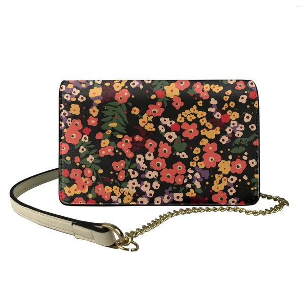 Bolsos de hombro para mujer, bolso con cadena, diseño de flores rotas, cruzado de cuero, Modis, PU, solapa, bolso para teléfono móvil para niña