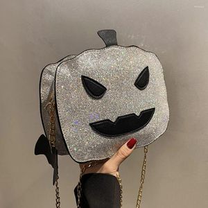 Sacs à bandouliers femmes messager Halloween Pumpkin dames sac décontracté Chain de paillette drôle de cuir Pu pour les vacances le week-end