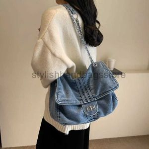 Sacs à bandouliers Femmes Retro Denim Canvas Chain Hasp Design Handbag Satchel Bags Femme Femme Casual Rucksack Purse CrossbodyStyLishHandbagSstore