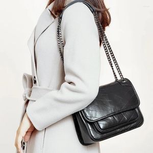 Sacs à bandoulière Sac pour femmes 2024 Cuir Automne et hiver Grande capacité Véritable Marque Single Cross Body Messenger